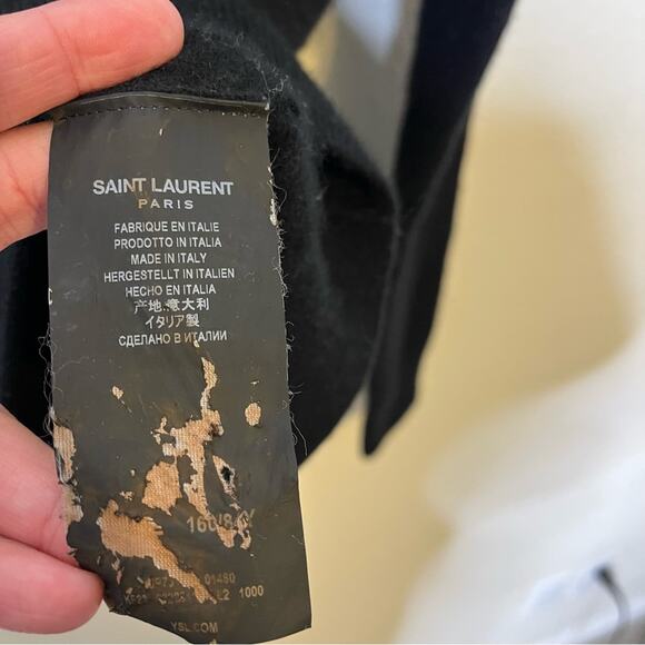 Saint Laurent Black Cashmere Pullover Sweater Ribbed Trim Womens Size XXS - Picture 6 of 11